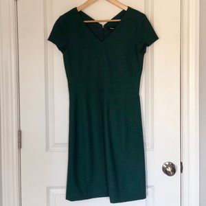 Theory Green Solid Wool Blend Dress